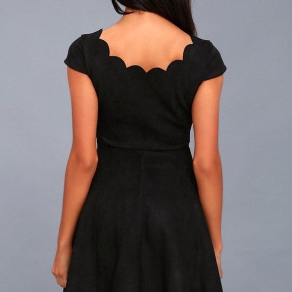 Lulus DREAMS BLACK SUEDE SKATER DRESS - Picture 3 of 4